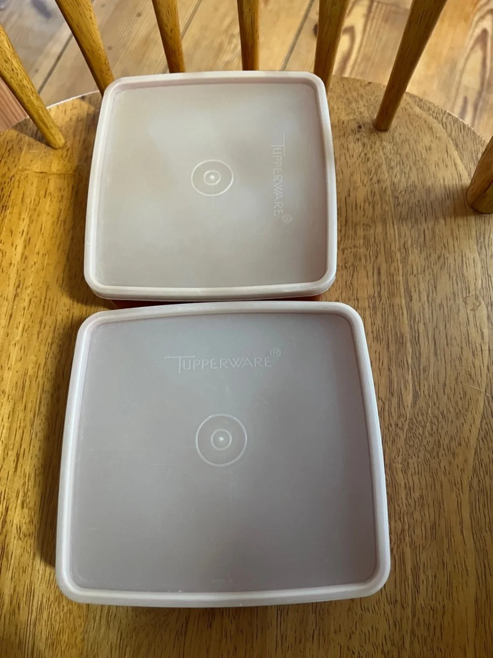 Vintage Tupperware Red Rectangular Containers with White Lids - Set of 2